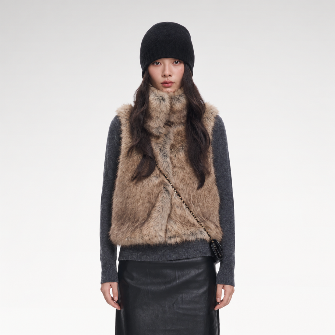 Eco Faux Fur Collar Vest