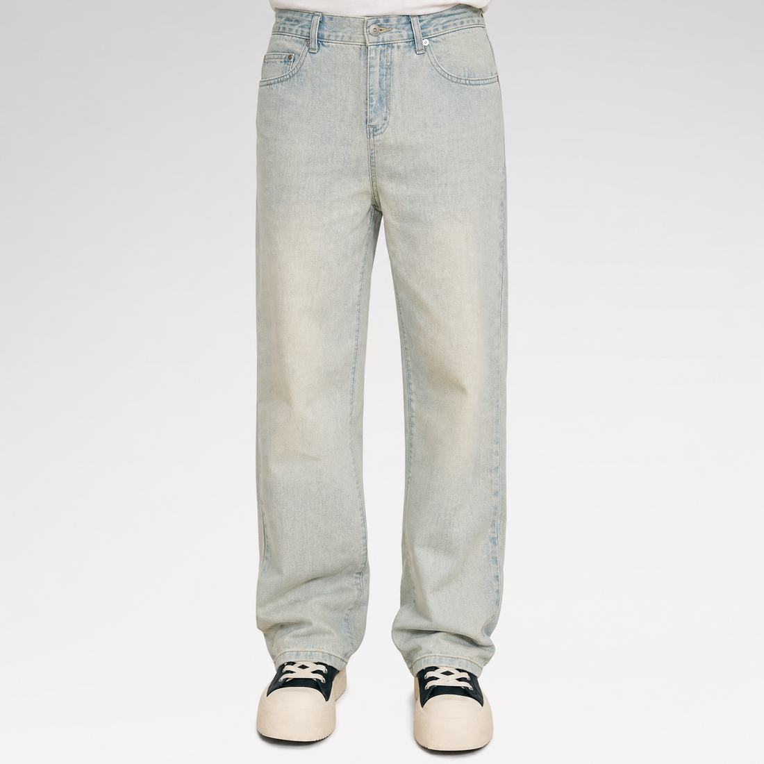 Washed Yellow Mud Straight Jeans