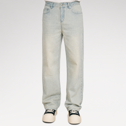 Washed Yellow Mud Straight Jeans