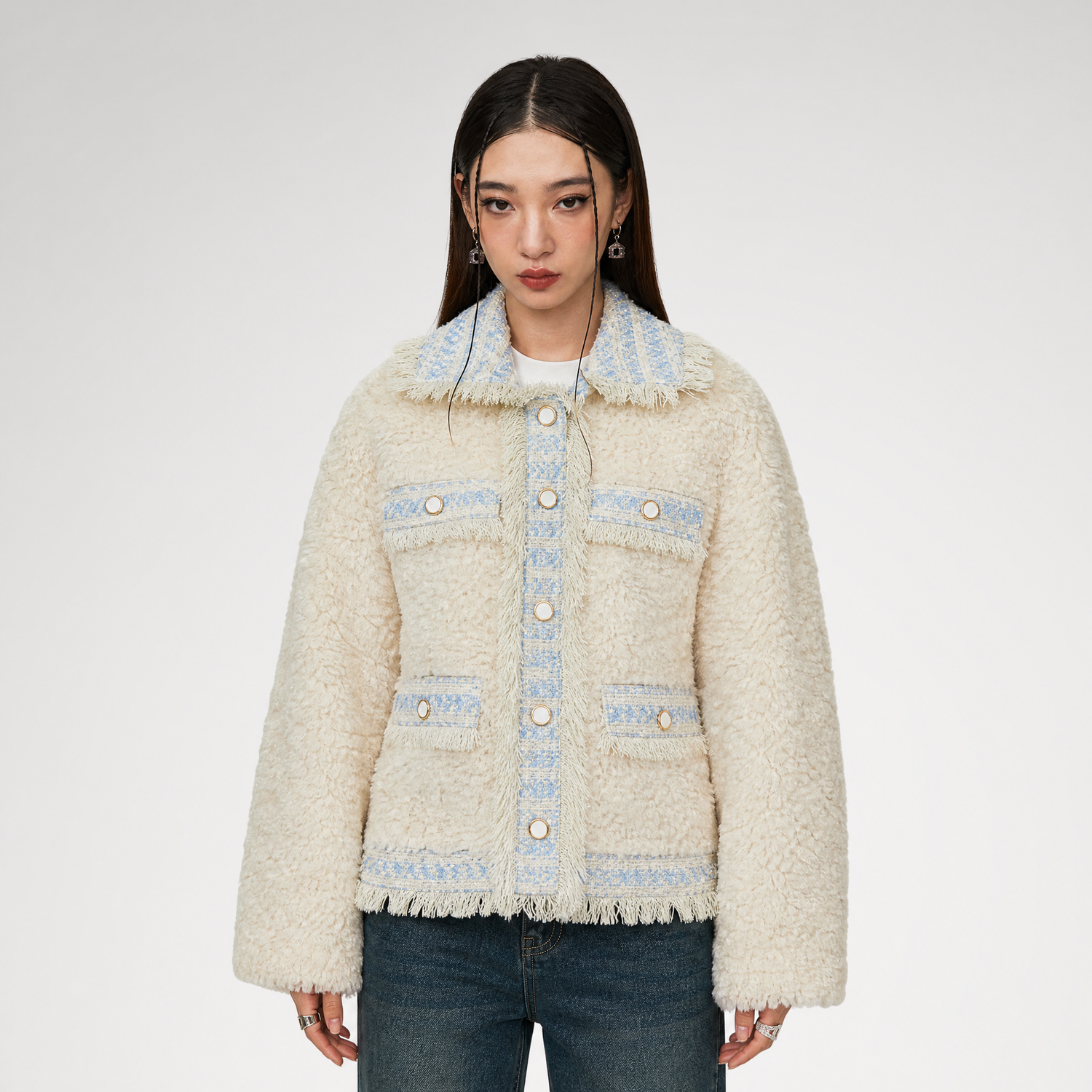 Lamb Fleece Quilted Jacket