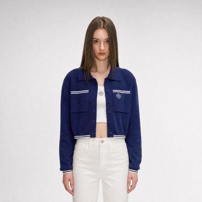 Contrast Stripe Knitted Cropped Jacket
