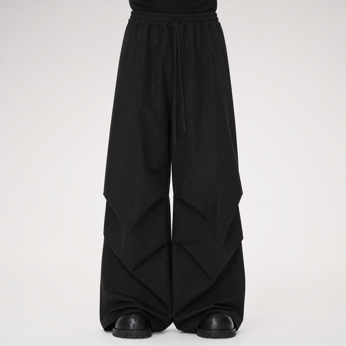 Sculptural Pleated Wide-Leg Trousers