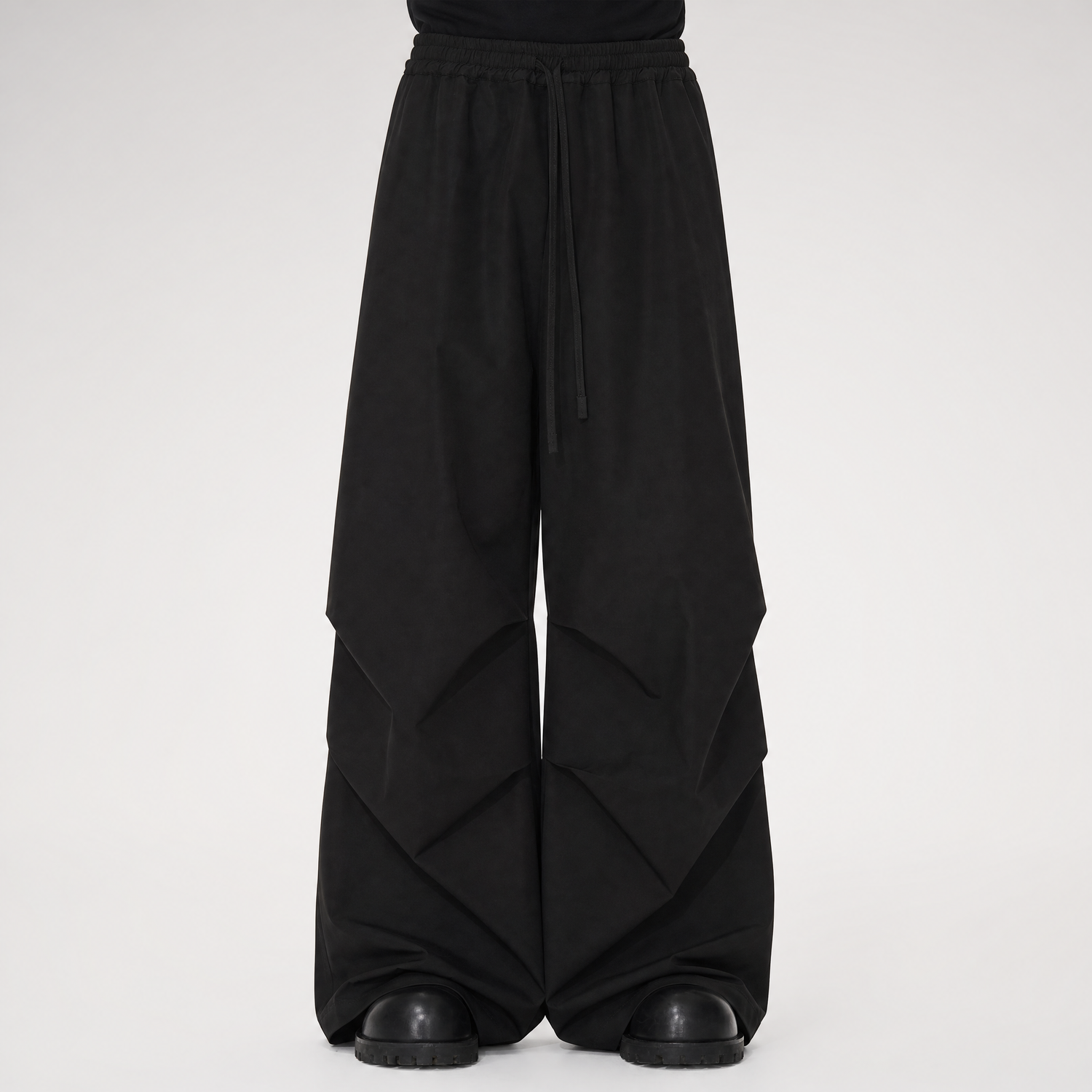 Sculptural Pleated Wide-Leg Trousers