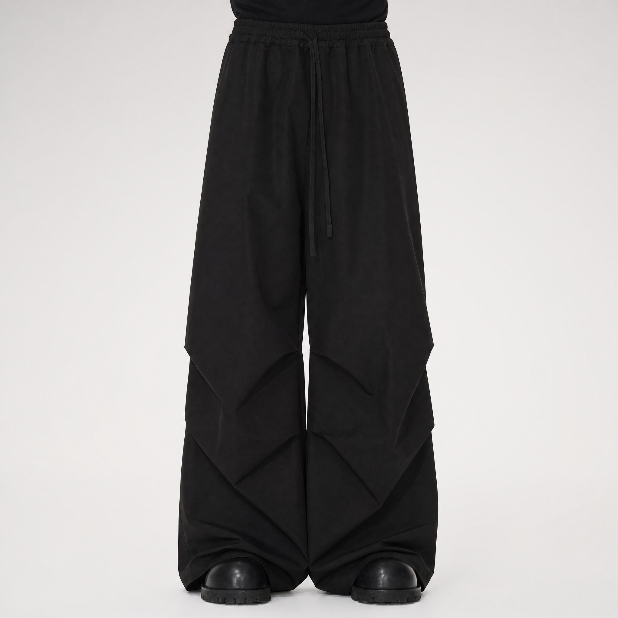 Sculptural Pleated Wide-Leg Trousers