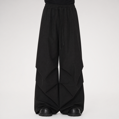 Sculptural Pleated Wide-Leg Trousers
