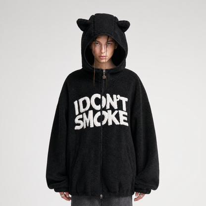Plush Hooded Animal-Ear Jacket