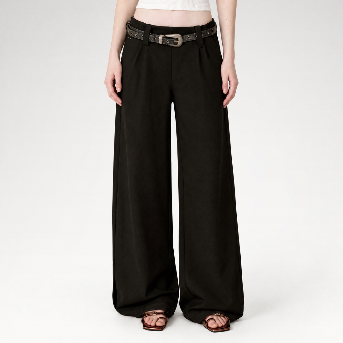 Soft Structured Wide-Leg Trousers