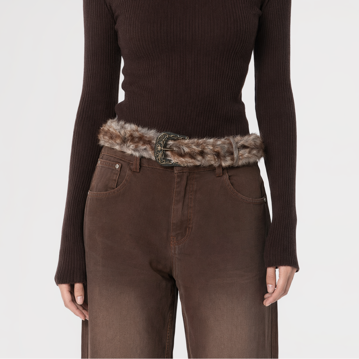 Gradient Faux-Fur Belt