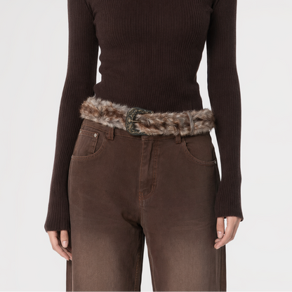Gradient Faux-Fur Belt