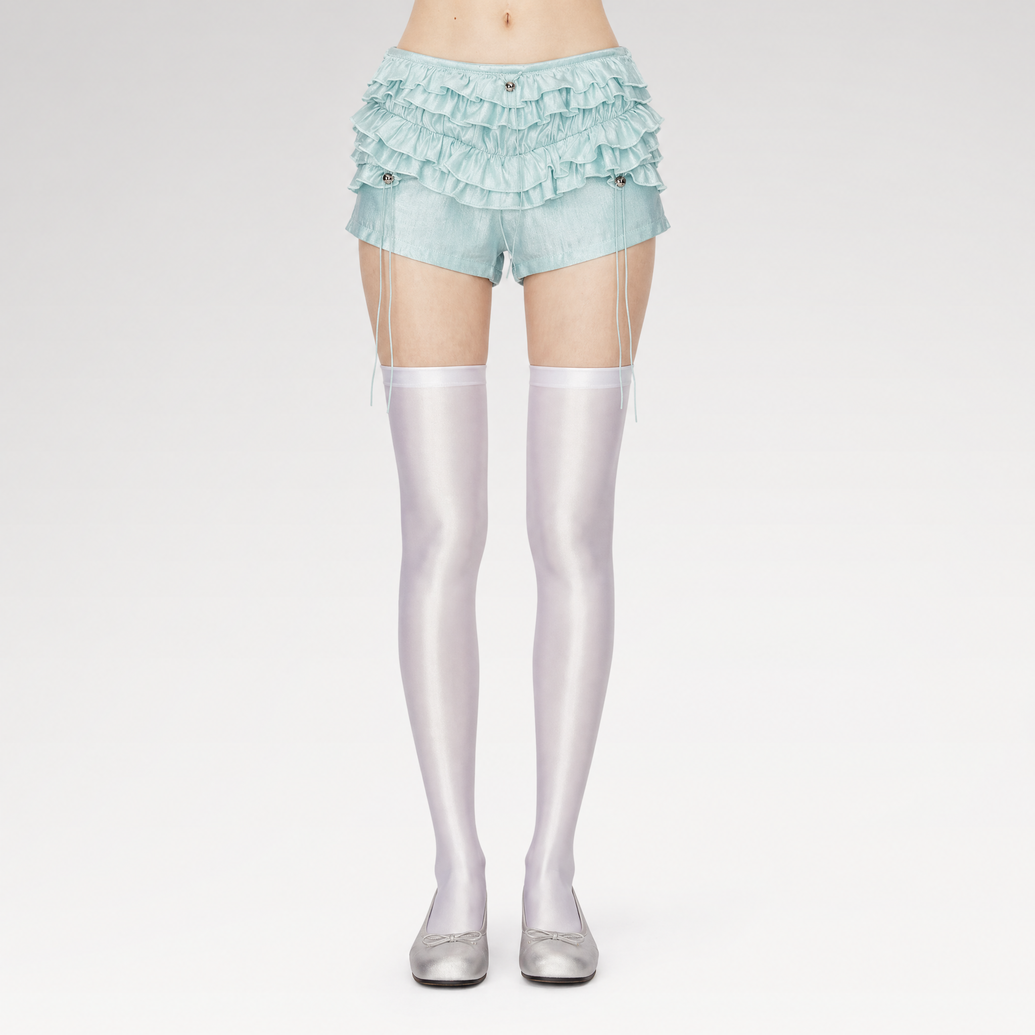 Layered Ruffle Low-Rise Shorts