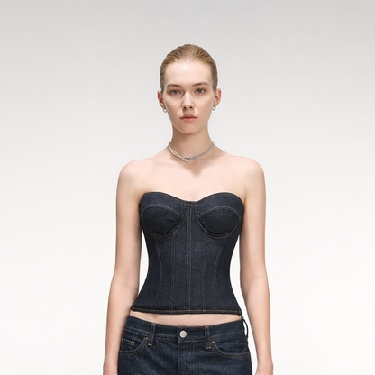 Denim Halter Corset Top