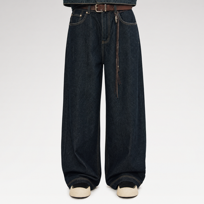 Washed Denim Wide-Leg Jeans