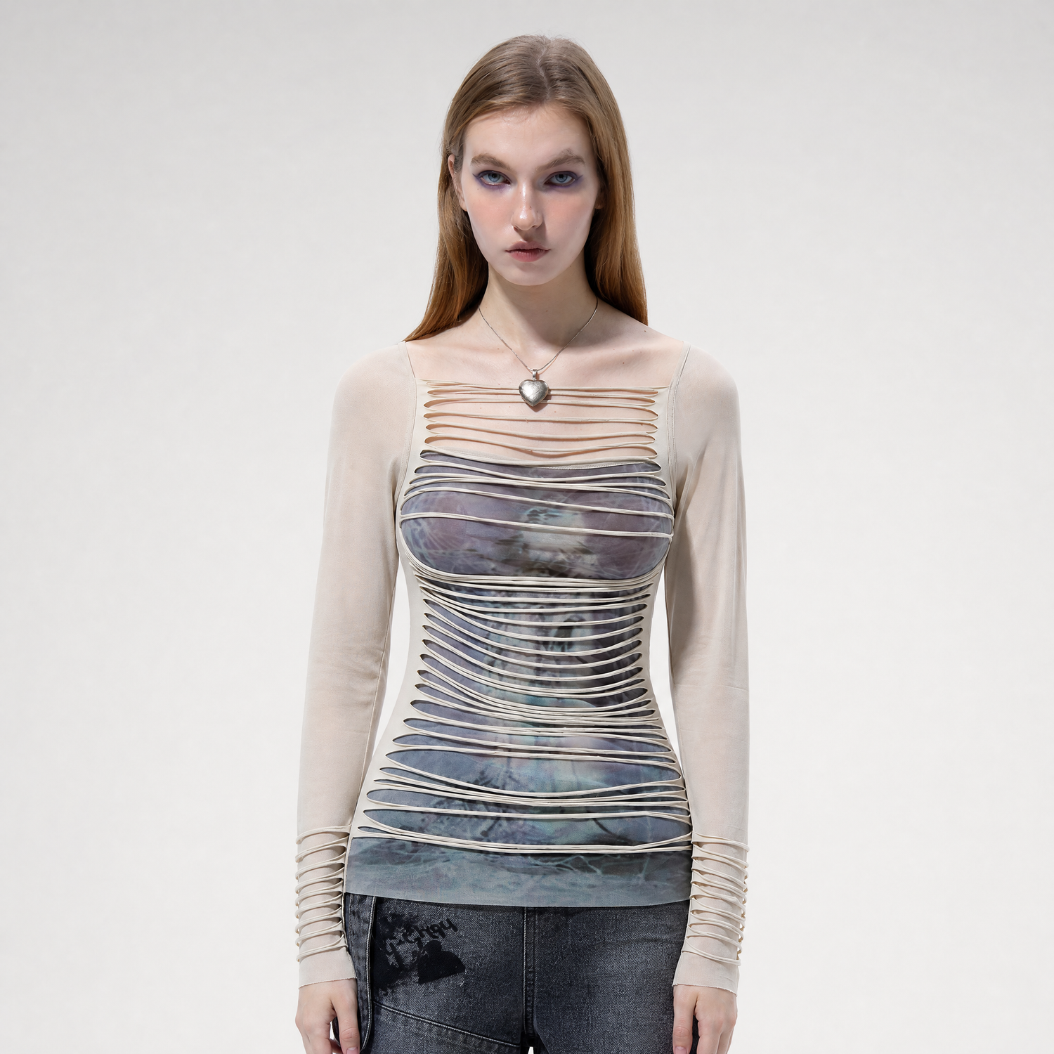 Sheer Cutout Off-Shoulder Top