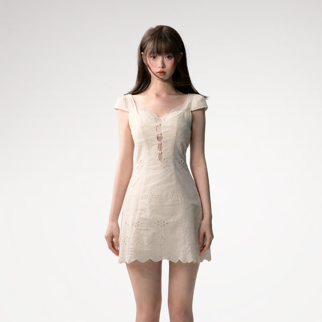 Broderie Lace Mini Dress