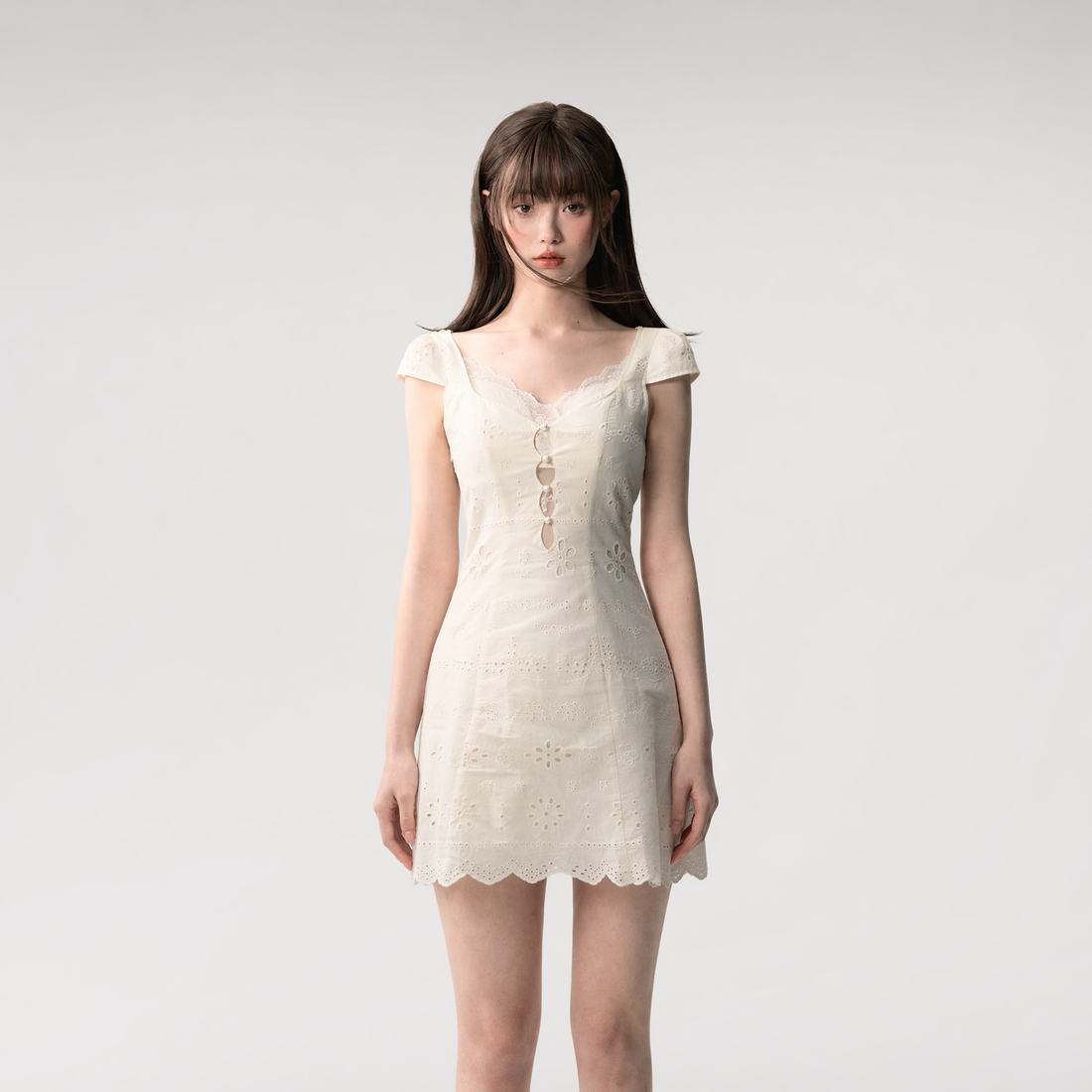 Broderie Lace Mini Dress