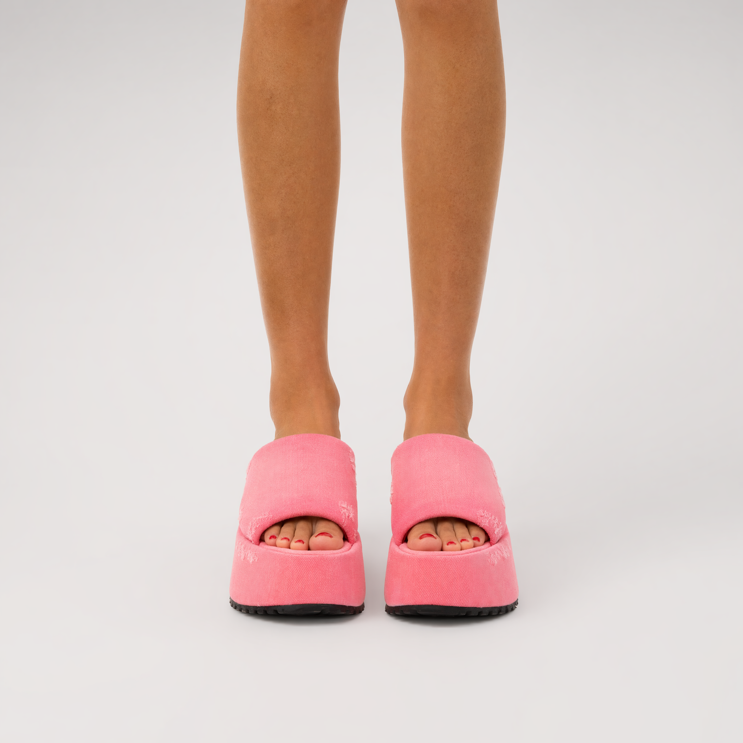 Washed Platform Slippers