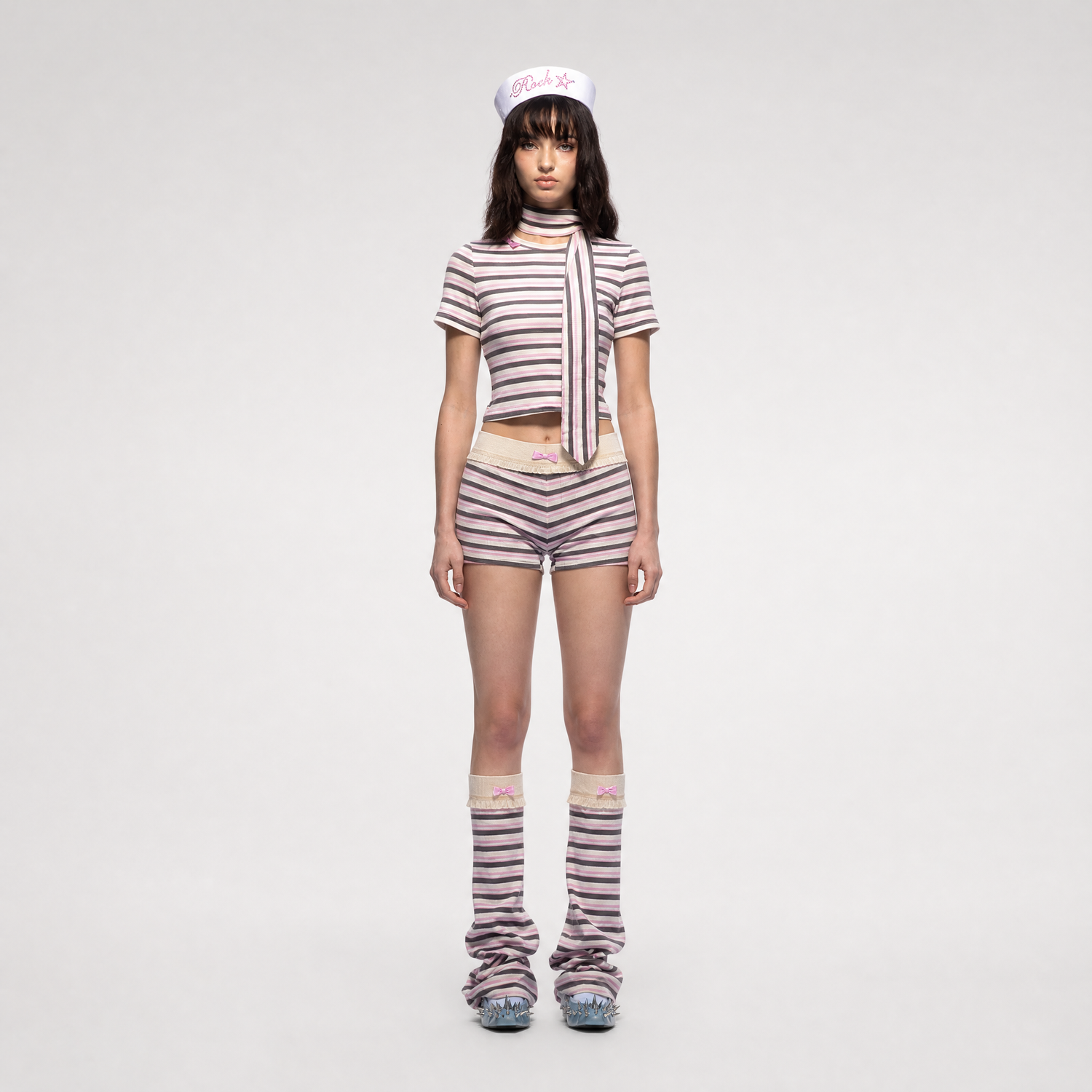Striped Bow Two-Piece Set