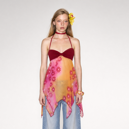 Printed Halter Slip Dress