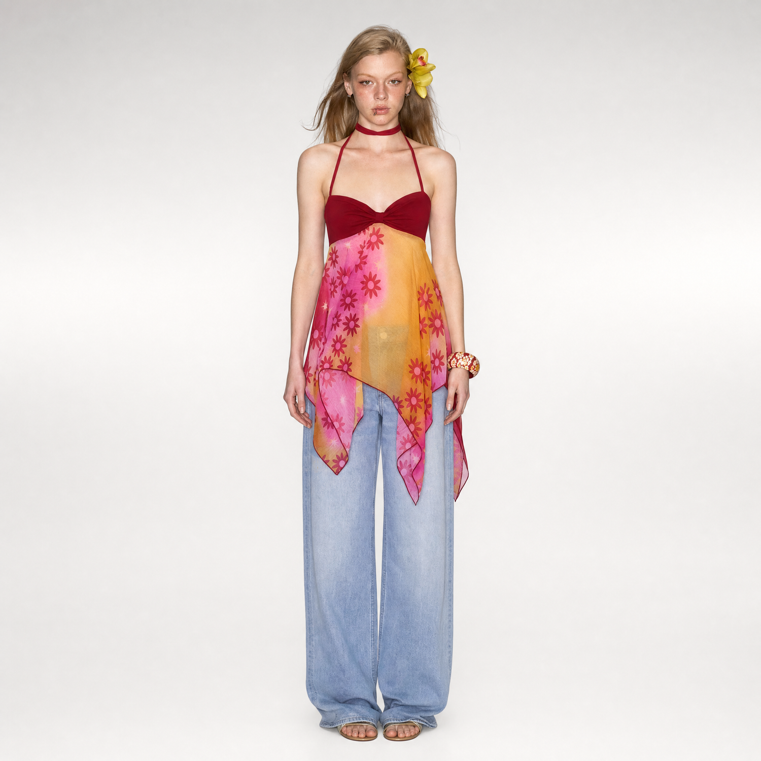 Printed Halter Slip Dress