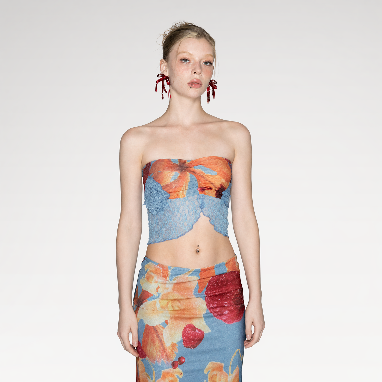 Printed Lace Bandeau Top