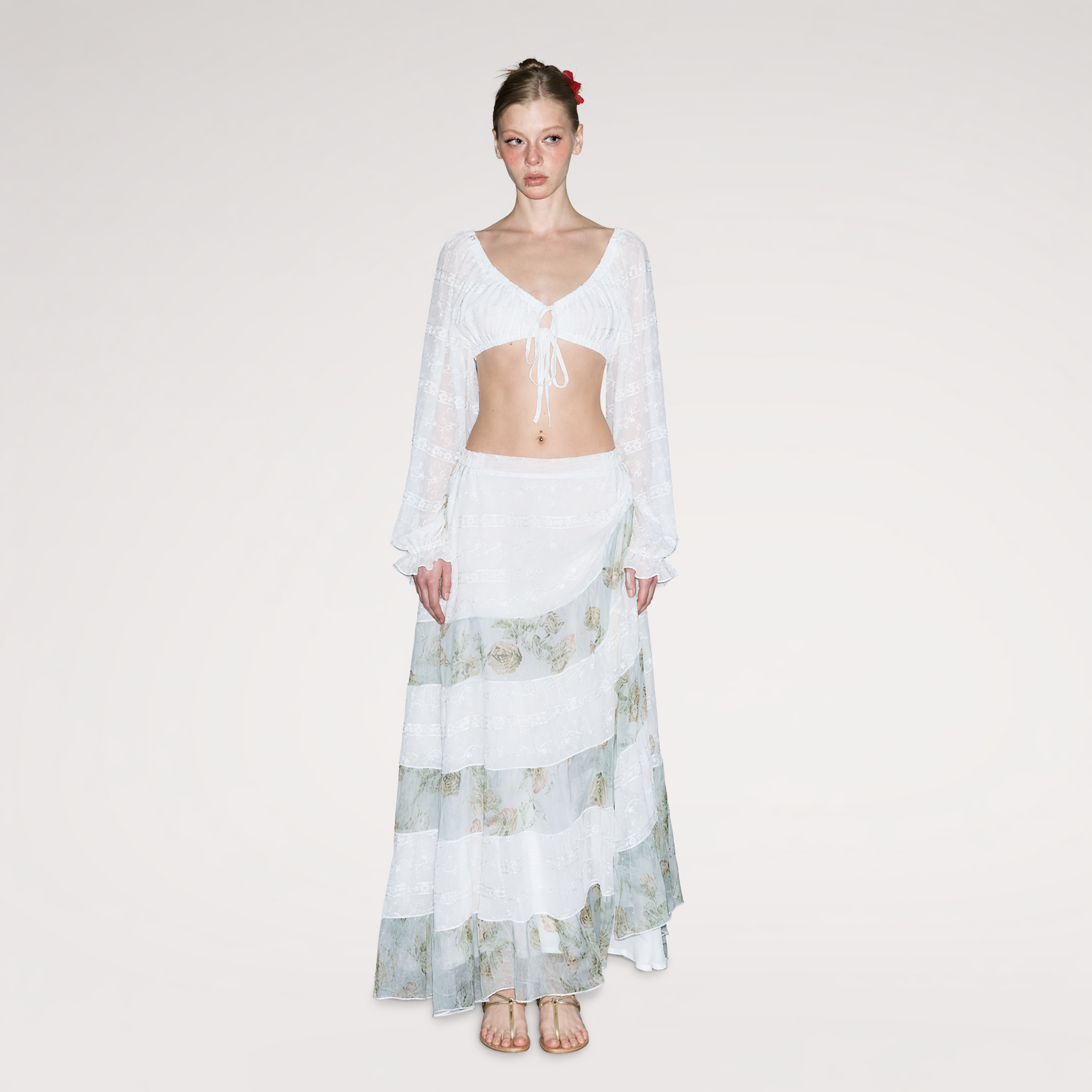 Chiffon Patchwork Maxi Skirt