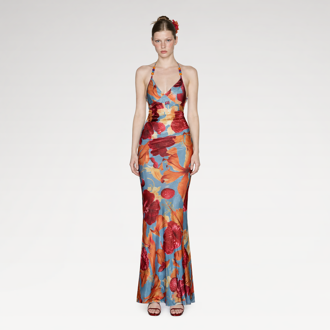 Fitted Backless Print Dress