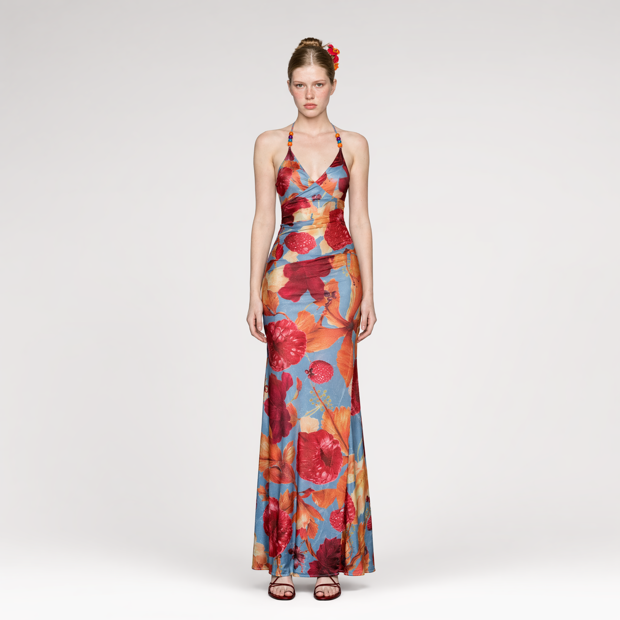 Fitted Backless Print Dress