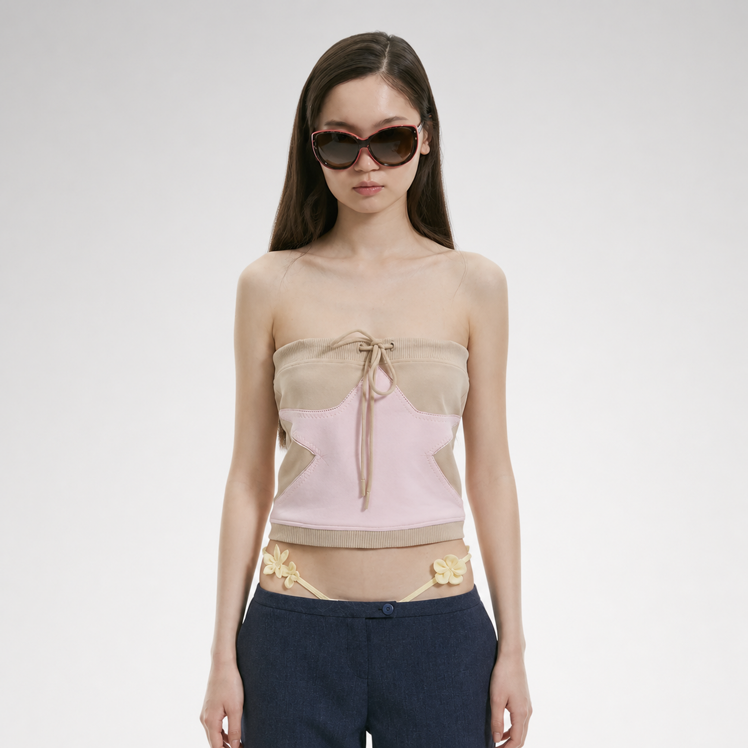 Star Ribbed Bandeau Top
