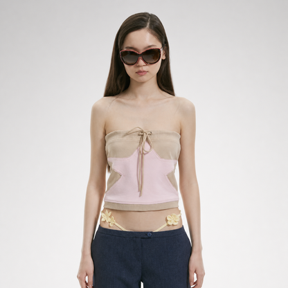 Star Ribbed Bandeau Top
