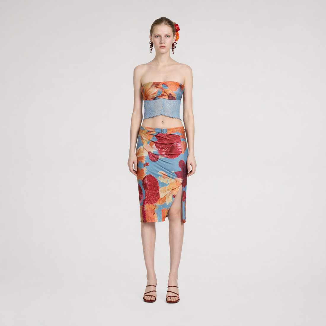 Printed Mermaid Midi Skirt