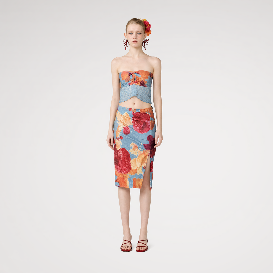 Printed Mermaid Midi Skirt