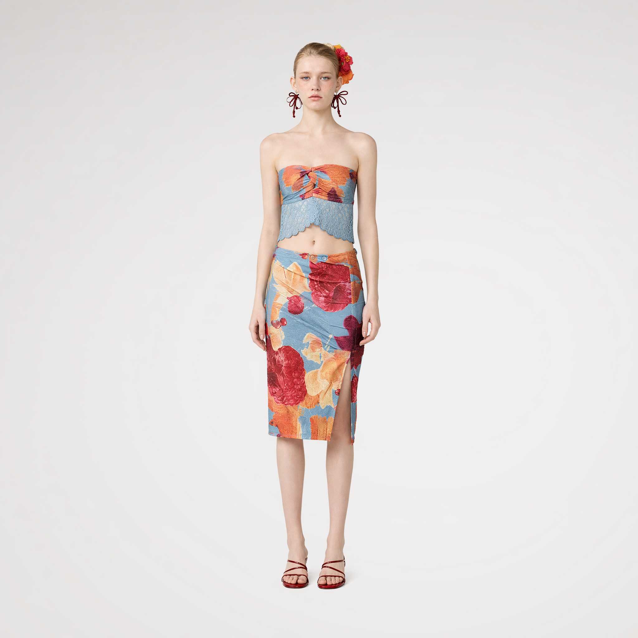 Printed Mermaid Midi Skirt