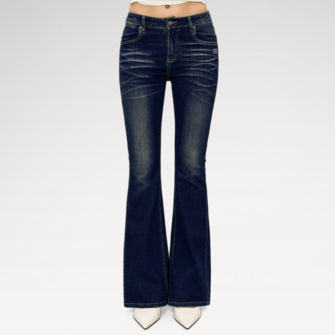 Washed Flare Denim Pants