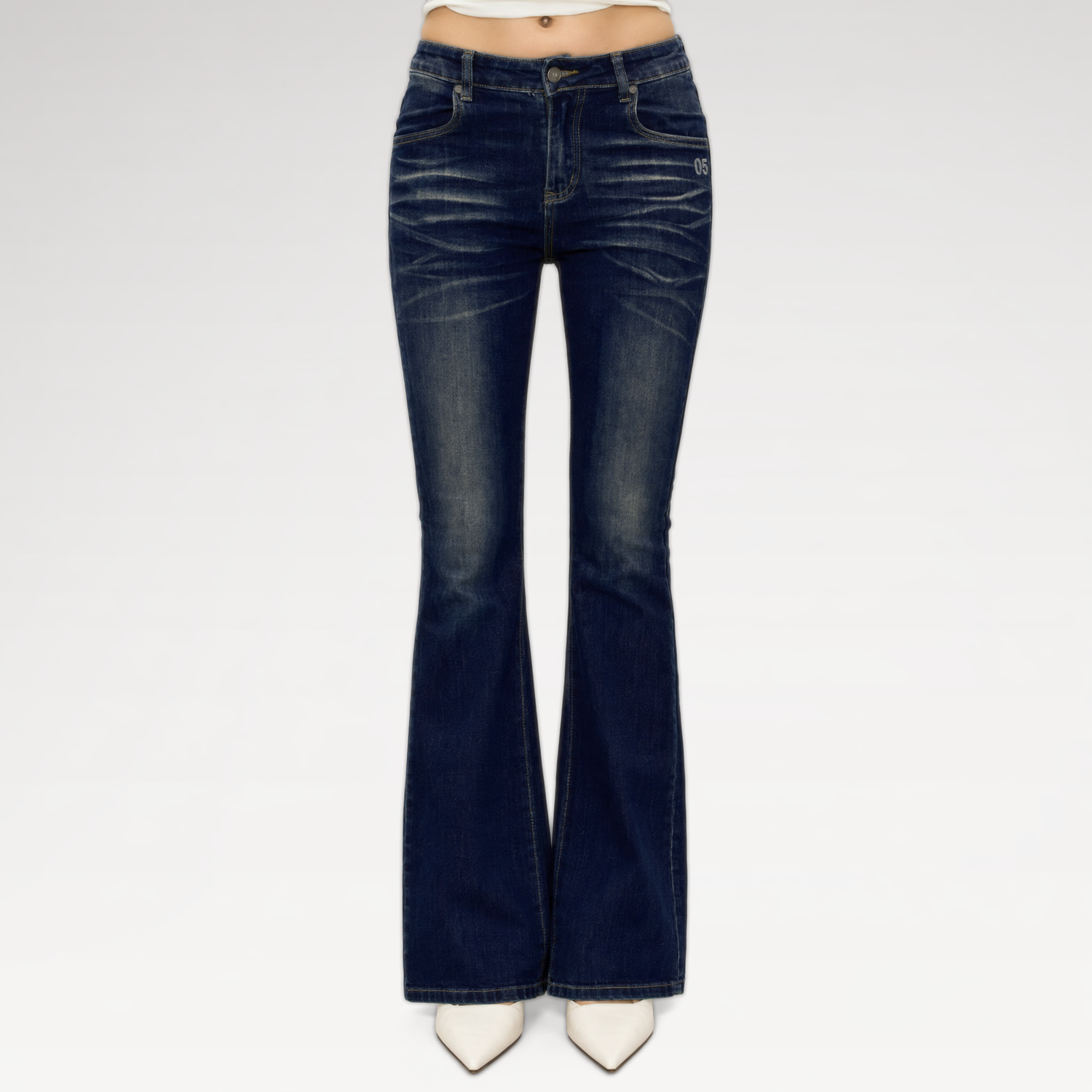 Washed Flare Denim Pants