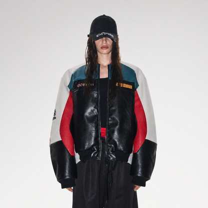 Color-Blocked Embroidered Padded Jacket