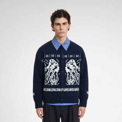 Fair Isle Relaxed Cardigan Sweater