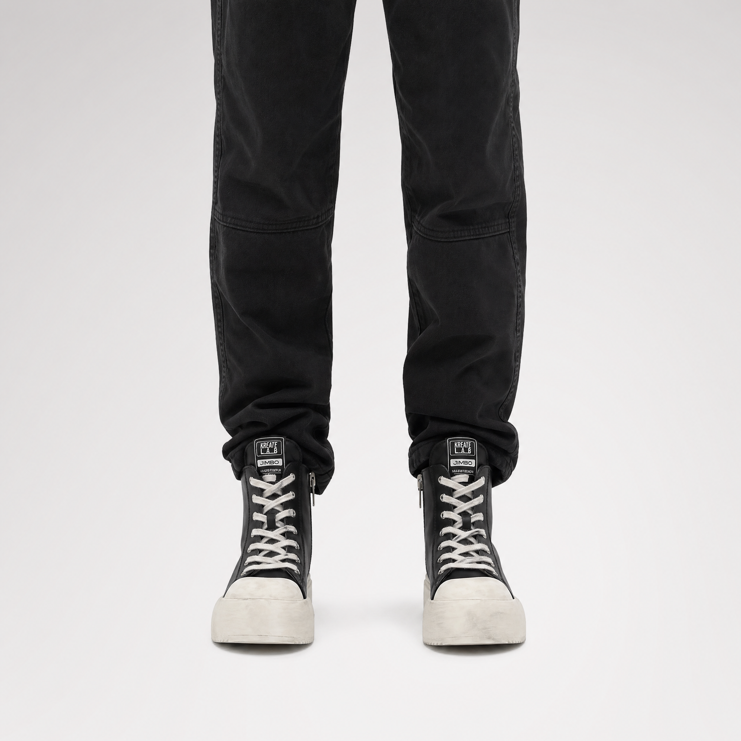 Distressed Leather High-Top Sneakers