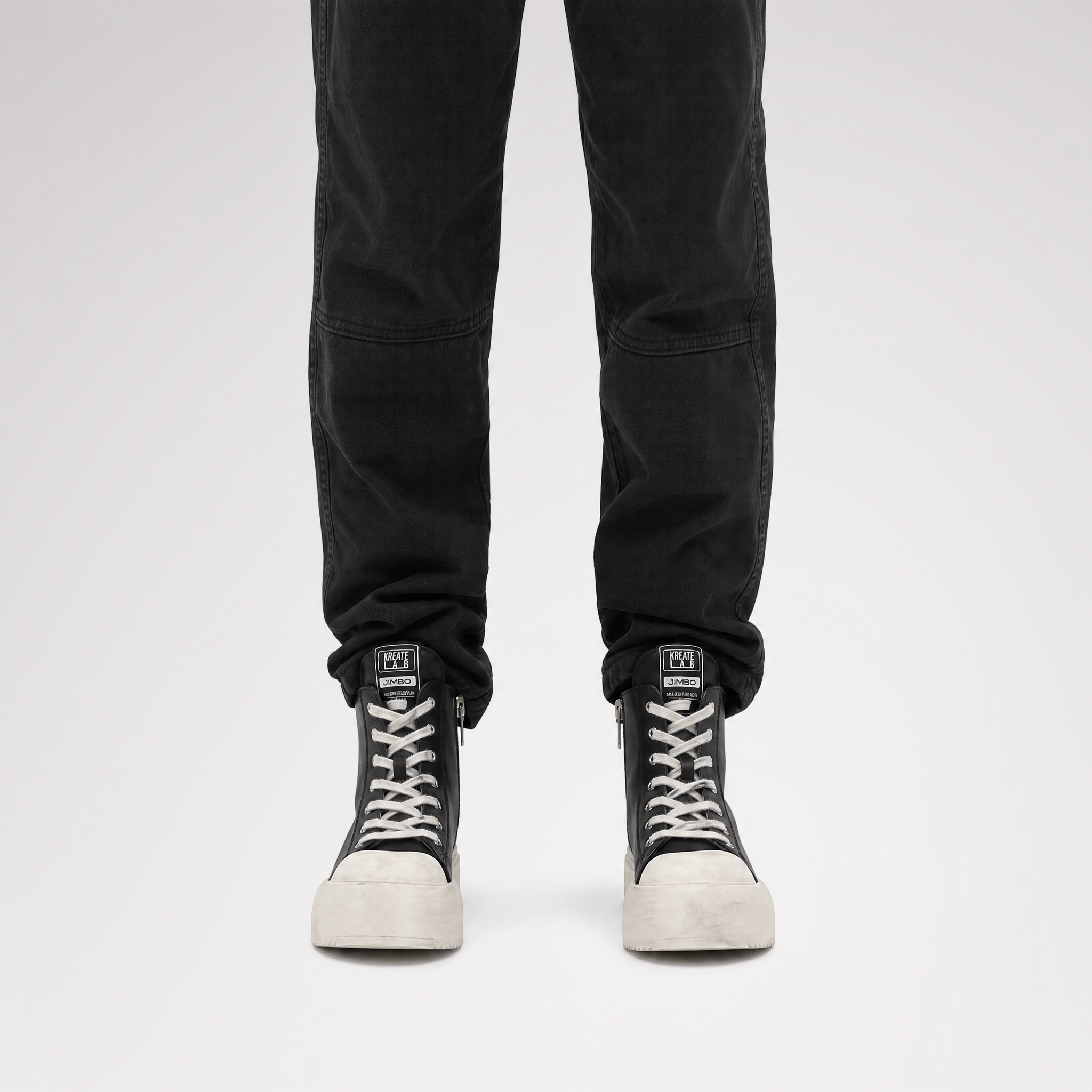 Distressed Leather High-Top Sneakers