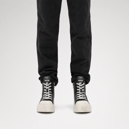 Distressed Leather High-Top Sneakers