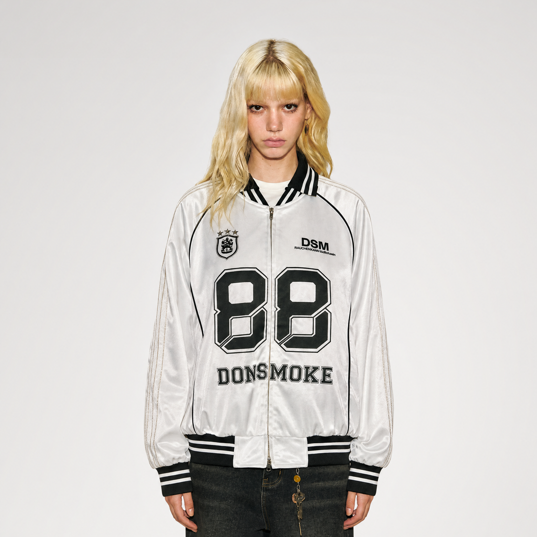 Glossy Cropped Baseball Jacket