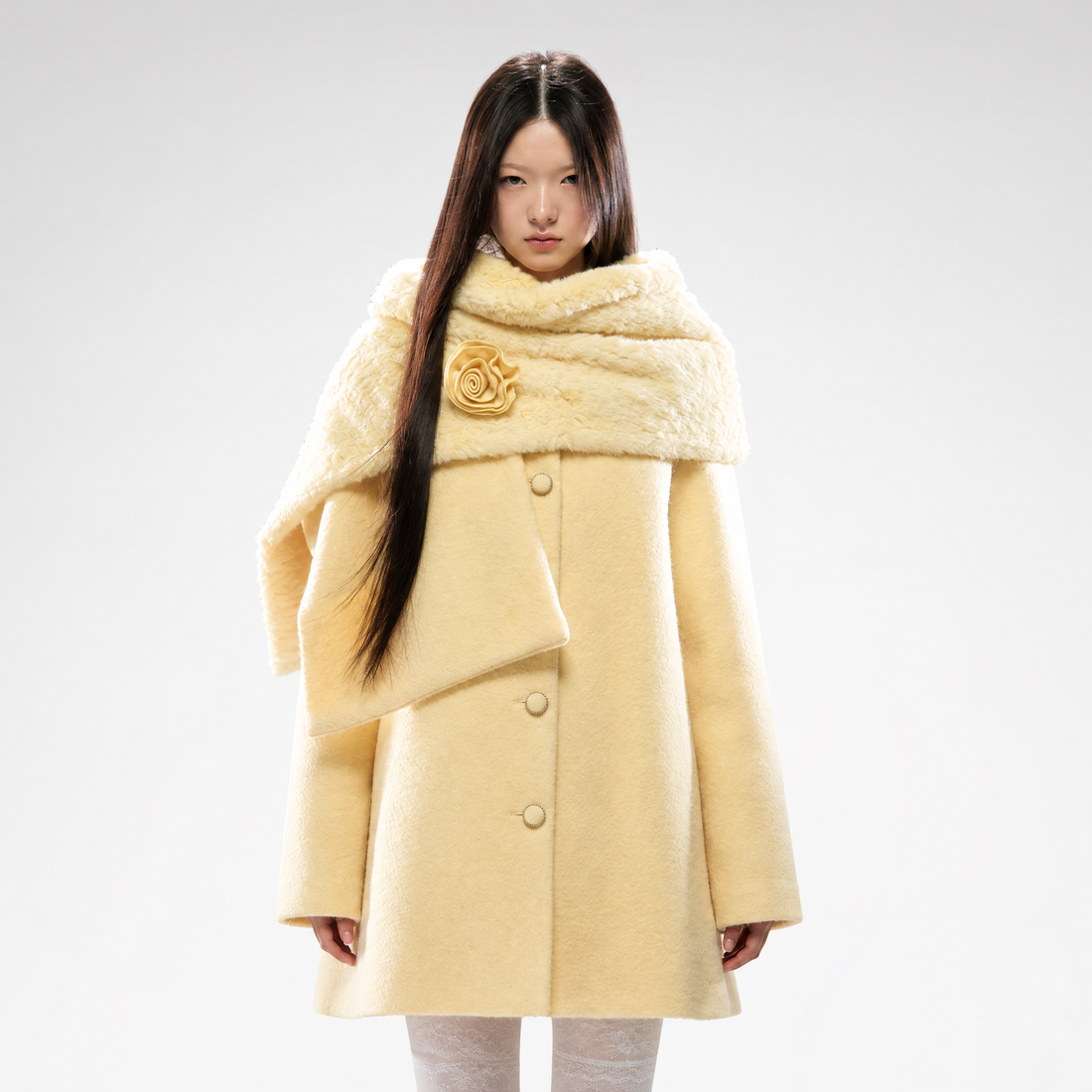 Rose Wool A-Line Coat