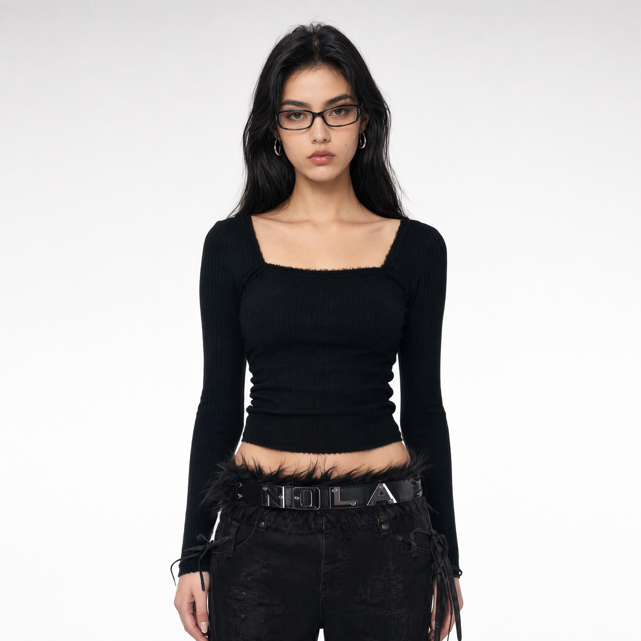 Black Waist Fur Belt