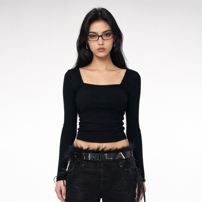 Black Waist Fur Belt