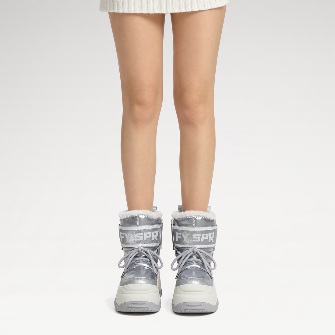 Silver Platform Snow Boots