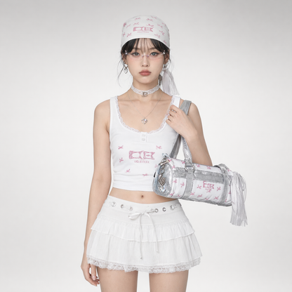 Lace Trim Boston Bag