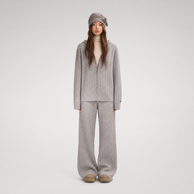 Wool-Blend Cable-Knit Hooded Set