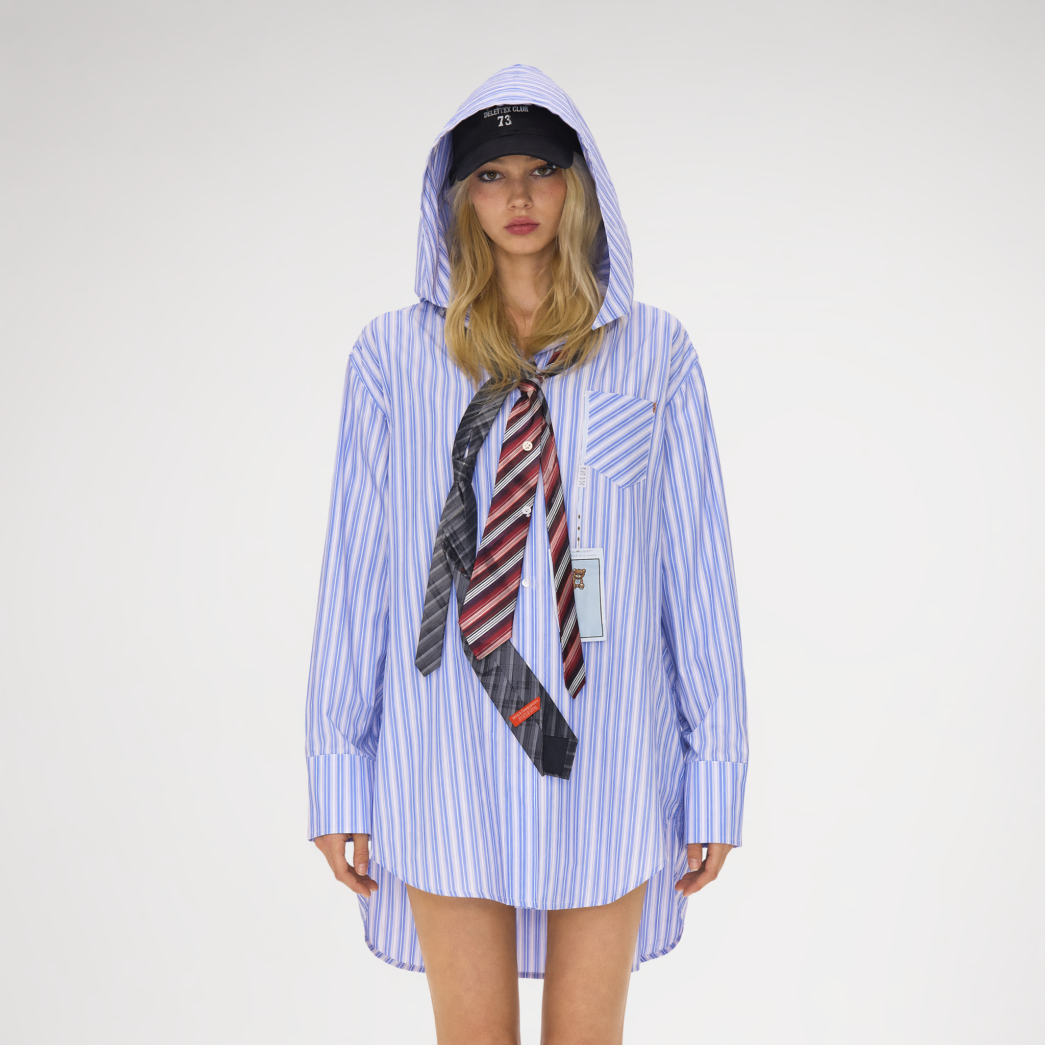 Striped Hooded Shirt