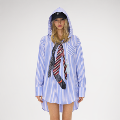Striped Hooded Shirt