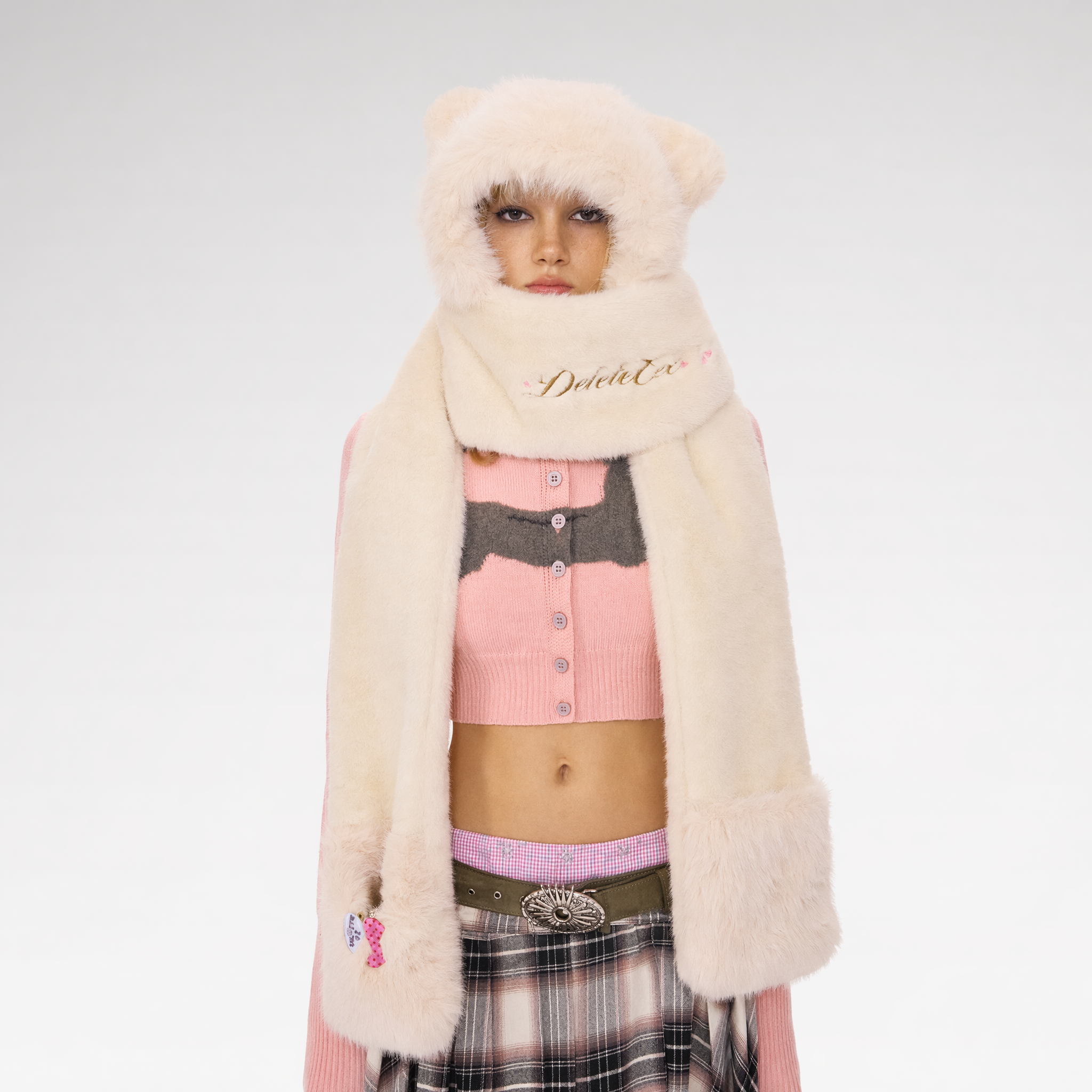 Bear Plush Hood Scarf
