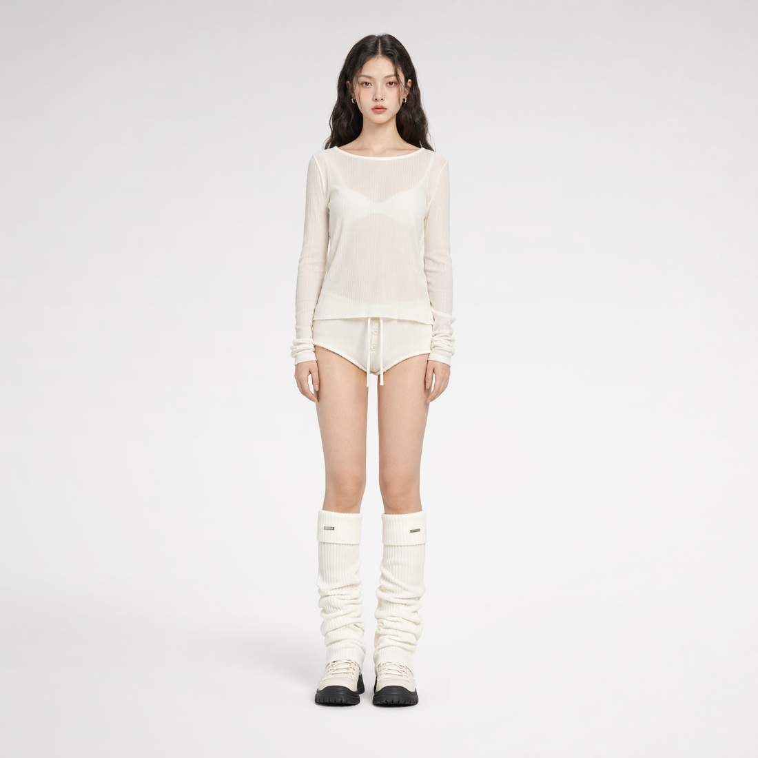 White Knit Leg Warmers